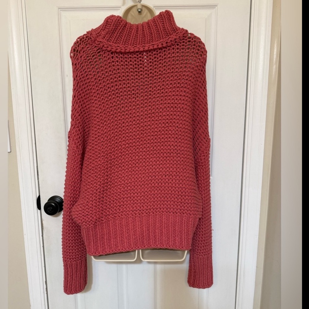 Free People My Only Sunshine Sweater Rosette Chunky Knit Turtleneck Oversized S - Picture 4 of 7